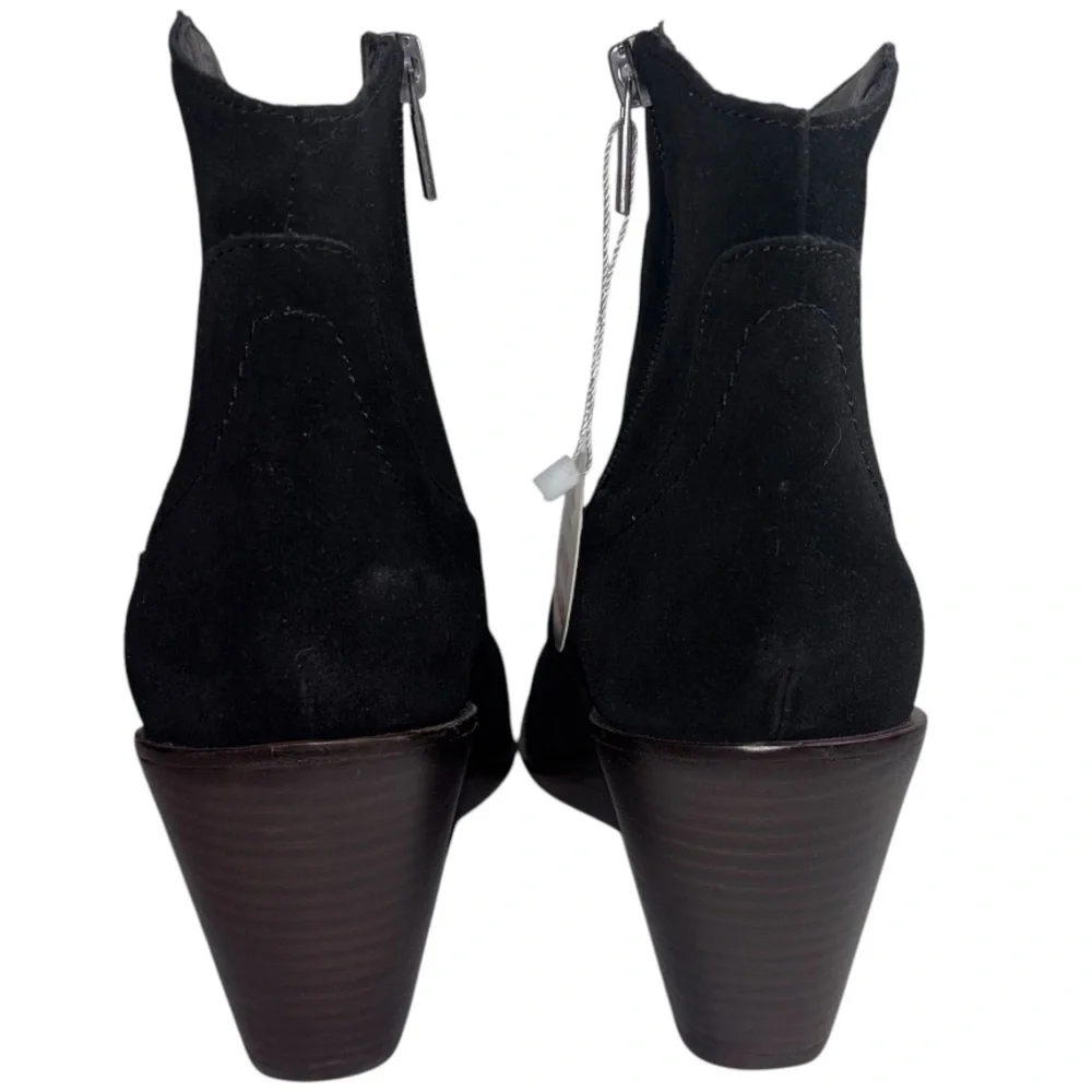 Lucky Brand Black Suede Leather Ankle Boot Wedge Heel Women’s 9.5 Style Wadier